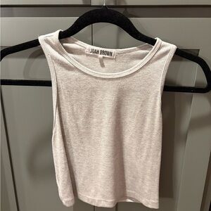 Joah Brown Cropped Ribbed Light Grey Tank